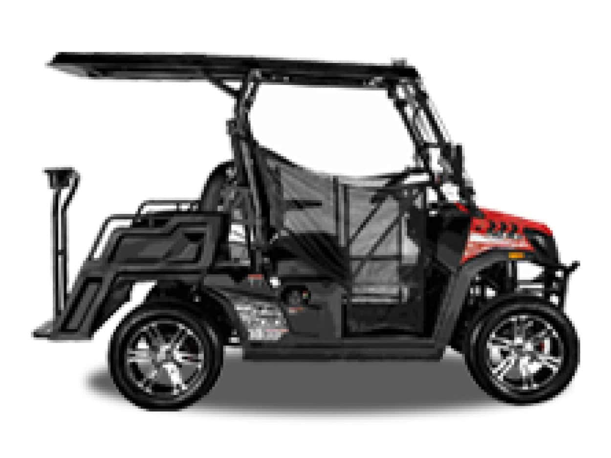 Carrito utilitario eléctrico con techo y puerta de malla