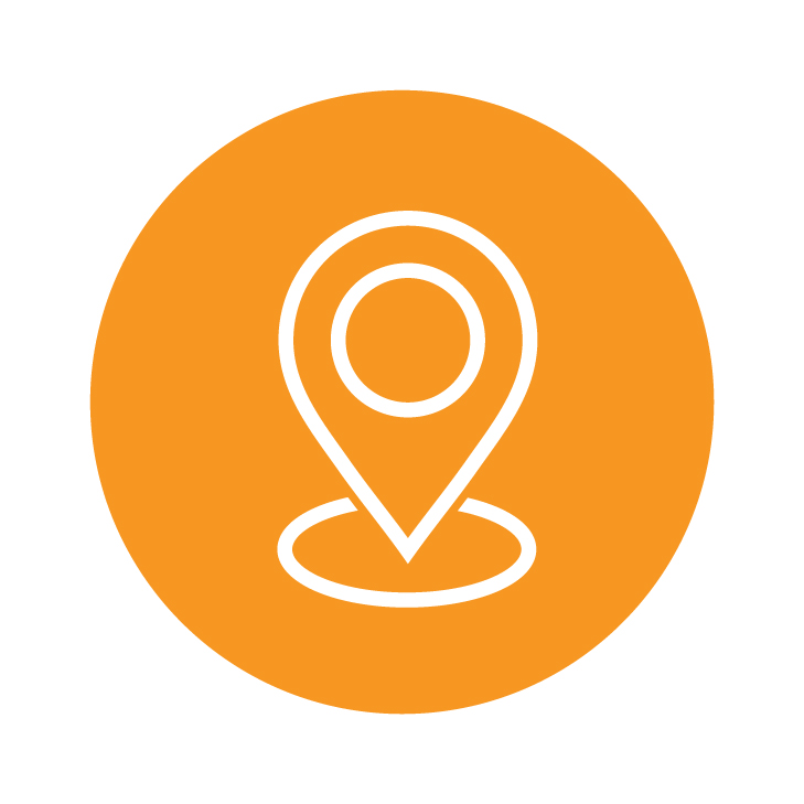 Icono de marcador de ubicación sobre fondo naranja